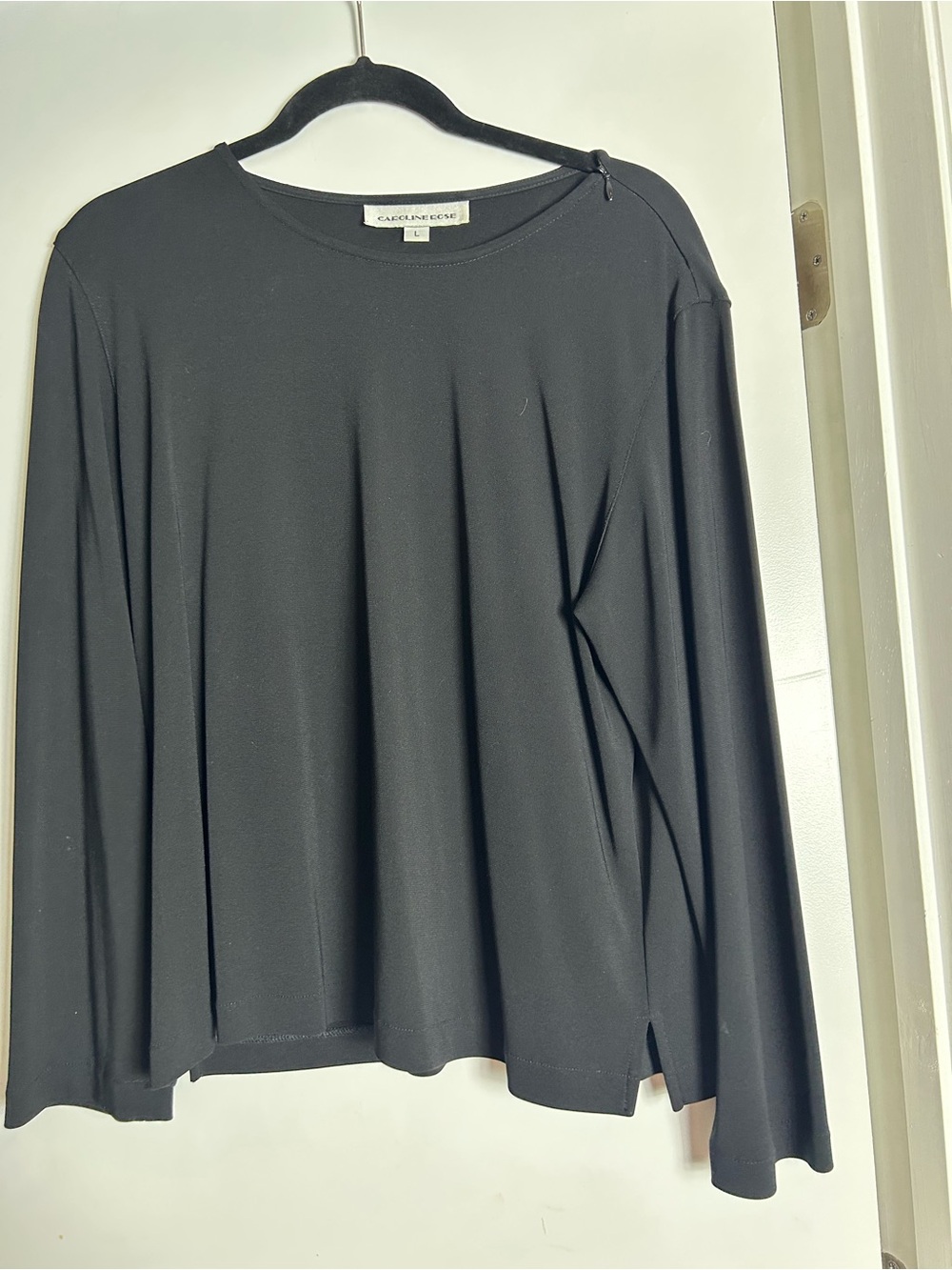 Caroline Rose Black Long-Sleeve Crewneck Top